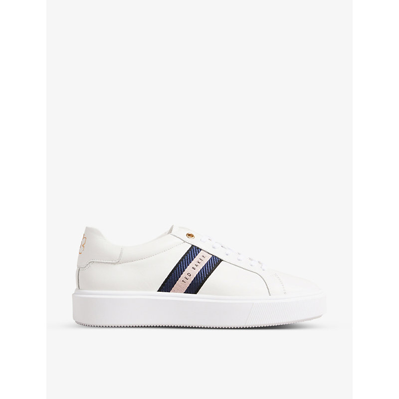 Ted Baker Lornie Leather-webbed Platform Trainers In Navy
