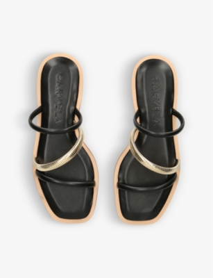 Shop Carvela Women's Black Roma Metallic-strap Faux-leather Sandals