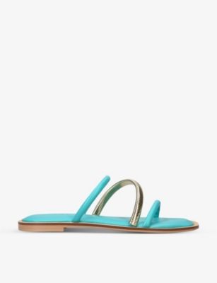 Carvela Womens Turquoise Roma Asymmetric-strap Faux-leather Sandals In Blue