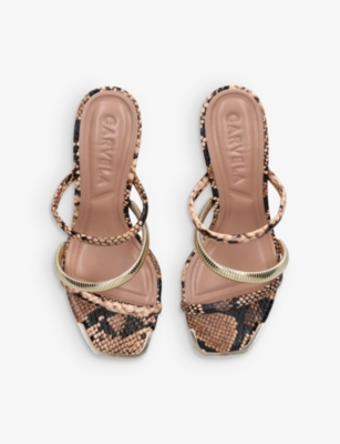 Shop Carvela Womens Beige Comb Roma Snake-print Faux-leather Heeled Sandals