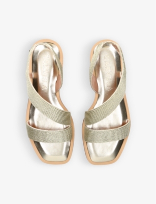 Shop Carvela Women's Gold Gala Rope-effect Asymmetric Woven Sandals