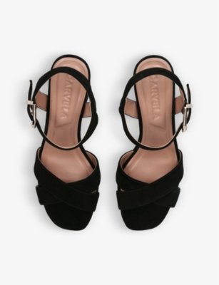 Shop Carvela Women's Black Serafina Cross-strap Platform Suede Sandals