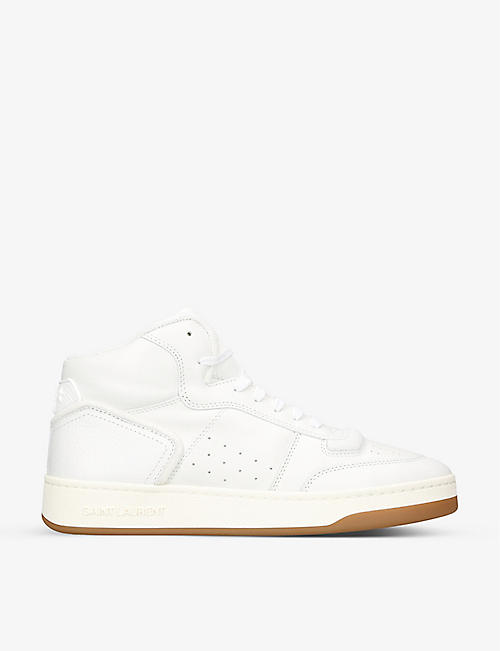 SAINT LAURENT: SL/80 logo-embossed leather high-top trainers