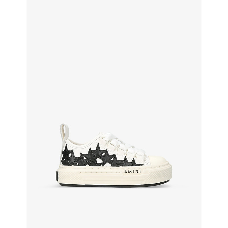 Amiri Kids' Stars Court Low-top Leather Trainers 4-8 Years In Blk/white