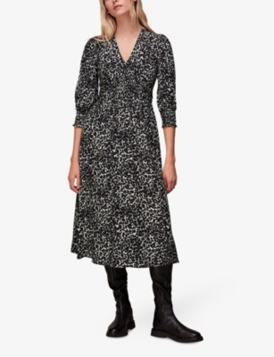 Shadow leopard-print woven midi dress
