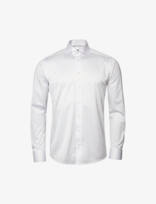 Eton Mens Off-white King Knit Striped Cotton Shirt