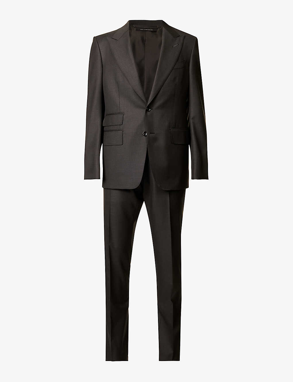 Tom Ford Mens Dark Brown Shelton-fit Single-breasted Sharkskin Wool Suit