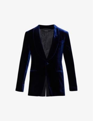 Tom Ford Mens Midnight Blue Shawl-lapel Slim-fit Velvet Tuxedo Jacket |  ModeSens