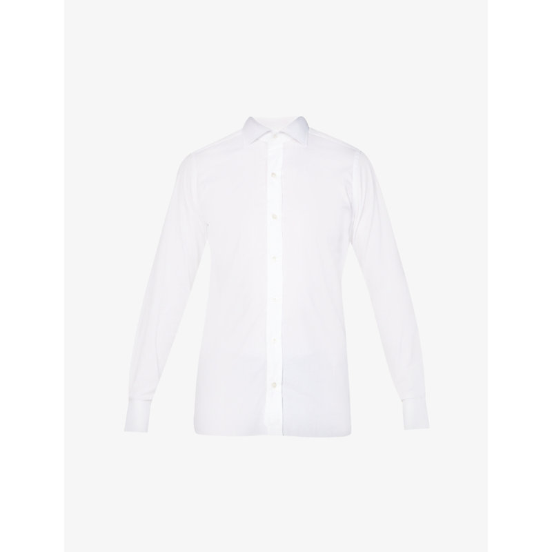 Tom Ford Mens Optical White Long-sleeved Regular-fit Cotton-poplin Shirt