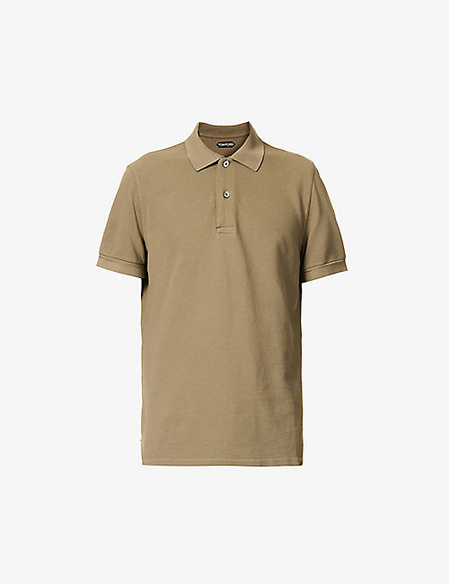 TOM FORD: Short-sleeved cotton-pique polo shirt