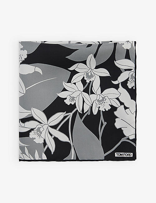 TOM FORD: Floral-print silk pocket square