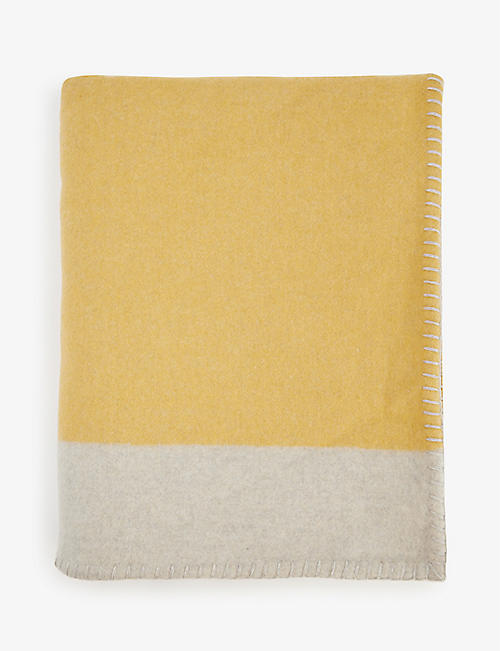 BEGG X CO: Hawk Bee colour-block wool and cashmere-blend throw 140cm x 180cm