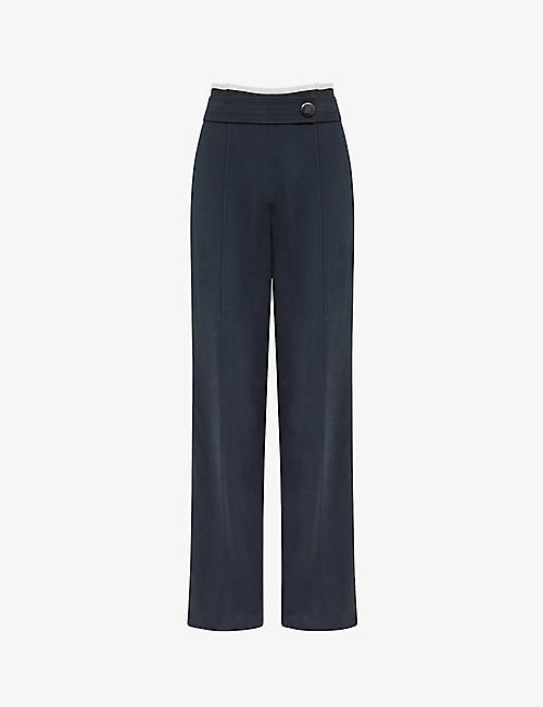 REISS: Lina side-button wide-leg woven trousers