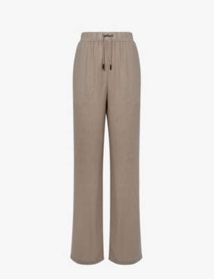 Reiss Womens Mink Cleo Wide-leg Linen Trousers