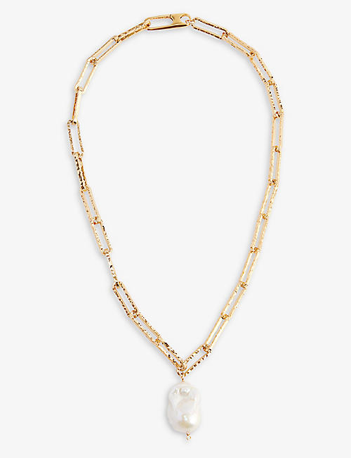 ALIGHIERI: The Baroque Pearl Layer 24ct yellow-gold plated brass necklace