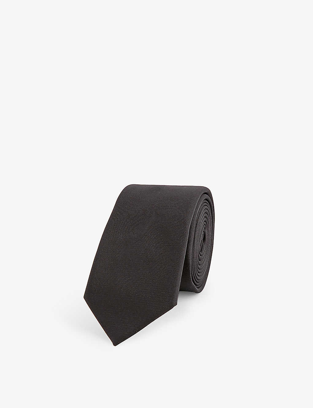Givenchy Mens Black Logo-placket Narrow Silk Tie