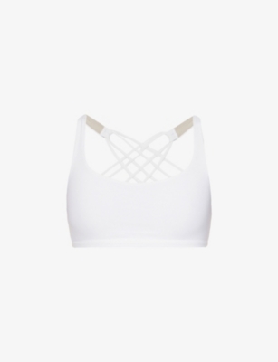 Shop Lululemon Womens White Free To Be Wild Stretch-woven Sports Bra
