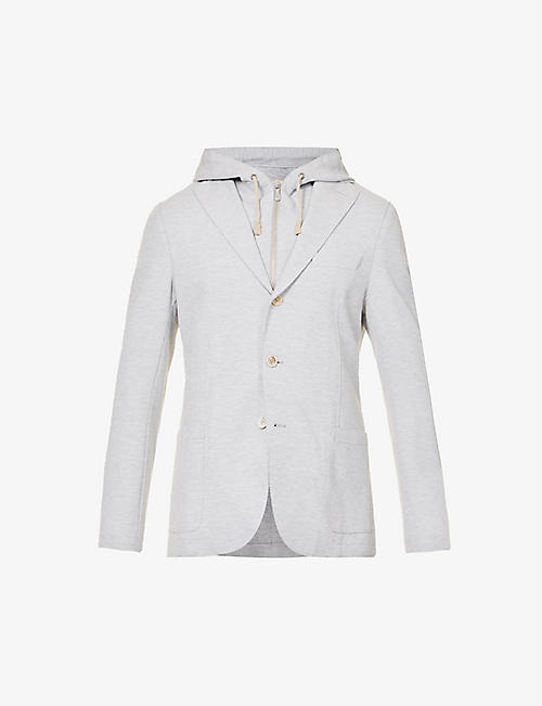 ELEVENTY: Detachable-hood regular-fit cotton-blend blazer