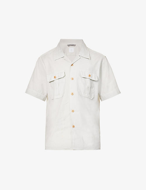 ELEVENTY: Double-pocket boxy-fit linen-blend shirt