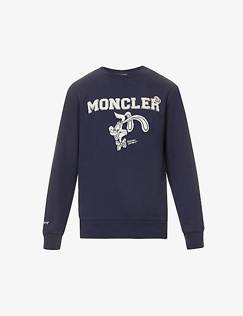 MONCLER：Moncler x Disney Roger Rabbit 品牌印花平纹针织棉卫衣