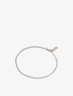 SAINT LAURENT SAINT LAURENT MEN'S SILVER BRAND-TAG SILVER-TONE BRASS BRACELET 63237611
