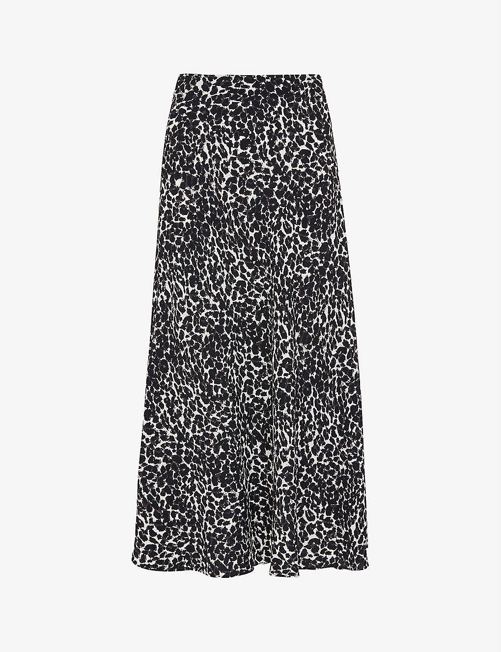 Whistles Womens Black Shadow Leopard-print Woven Midi Skirt