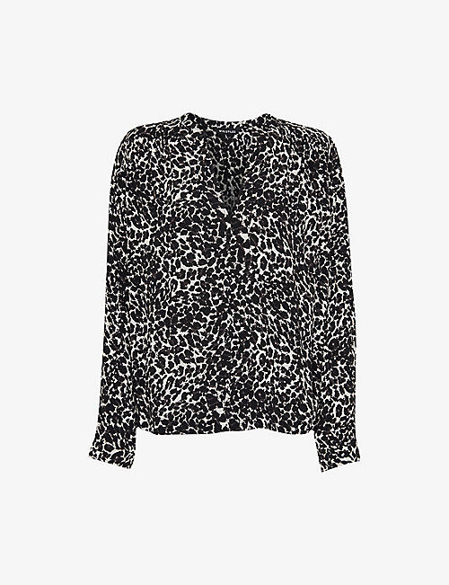WHISTLES: Shadow leopard-print woven blouse