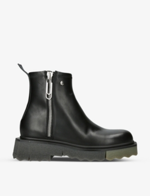 Off-white Zip-fastening Sponge Ankle Boots In Blk/green
