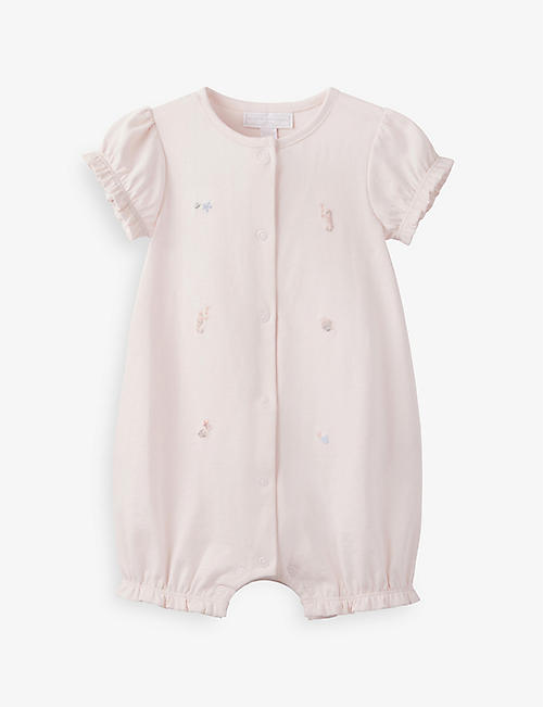 THE LITTLE WHITE COMPANY: Under The Sea-embroidered cotton romper newborn-24 months
