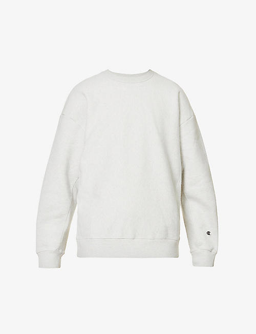 CHAMPION: Logo-patch crewneck cotton-blend sweatshirt