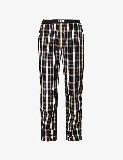 HUGO BOSS: Urban check-pattern cotton-poplin pyjama bottoms