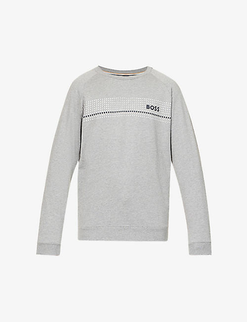 HUGO BOSS: Authentic brand-print cotton-jersey sweatshirt