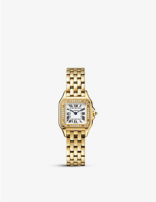 CARTIER: CRWJPN0015 Panthère de Cartier small 18ct yellow-gold, 0.23ct brilliant-cut diamond quartz watch