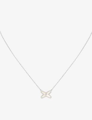 CHAUMET: Jeux de Liens 18ct white-gold, 0.01ct brilliant-cut diamond and mother-of-pearl necklace