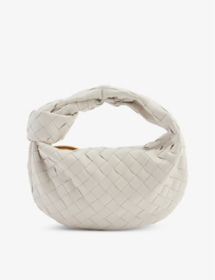 Bottega Veneta Jodie Mini Handle Bag White Intrecciato Leather