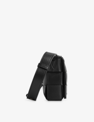 Shop Bottega Veneta Womens Black Cassette Small Intrecciato Leather Cross-body Bag