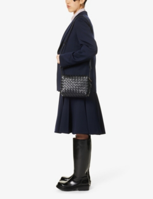 Bottega Veneta Loop Small Intrecciato-leather Cross-body Bag In Black