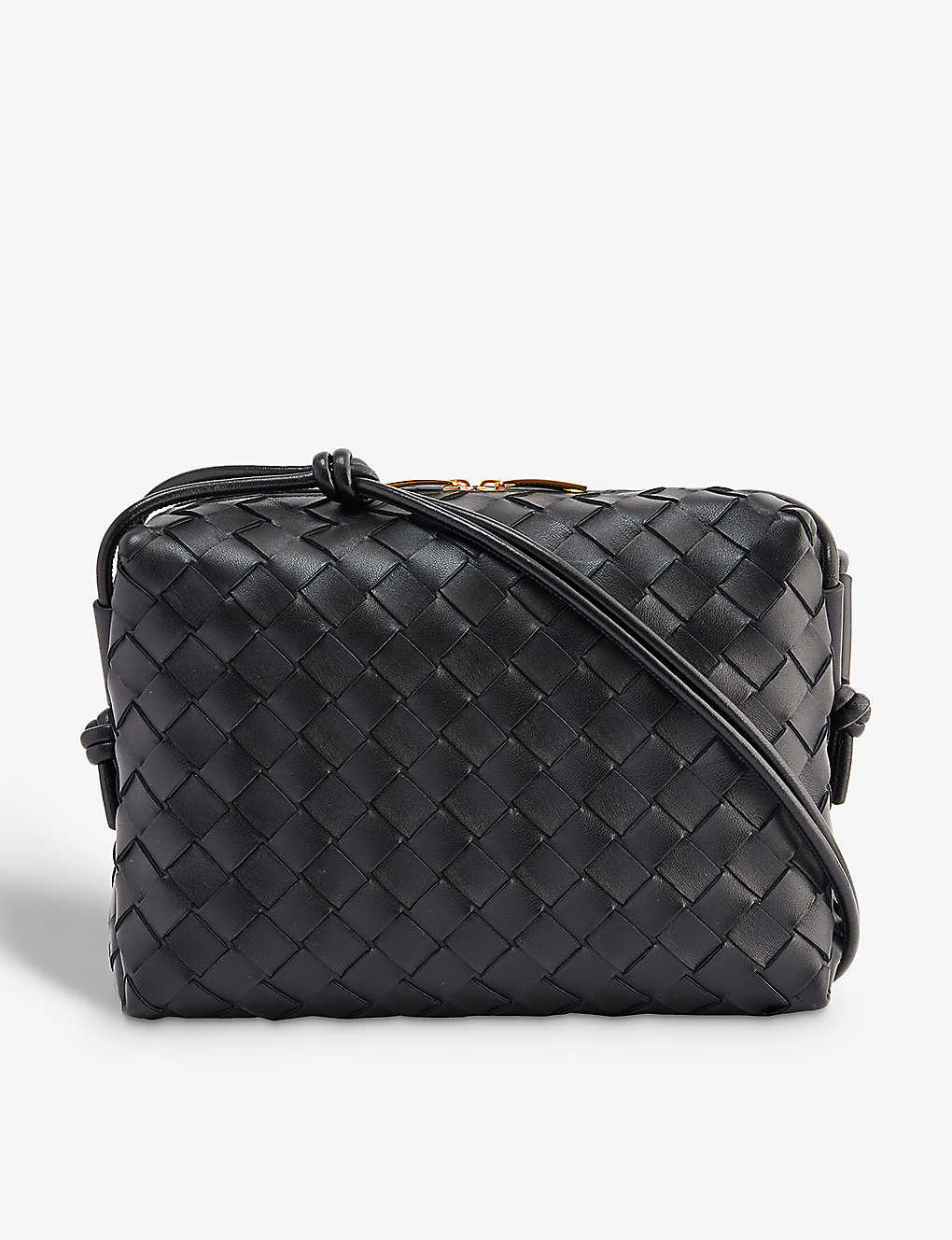 Bottega Veneta Loop Small Intrecciato-leather Cross-body Bag In Black