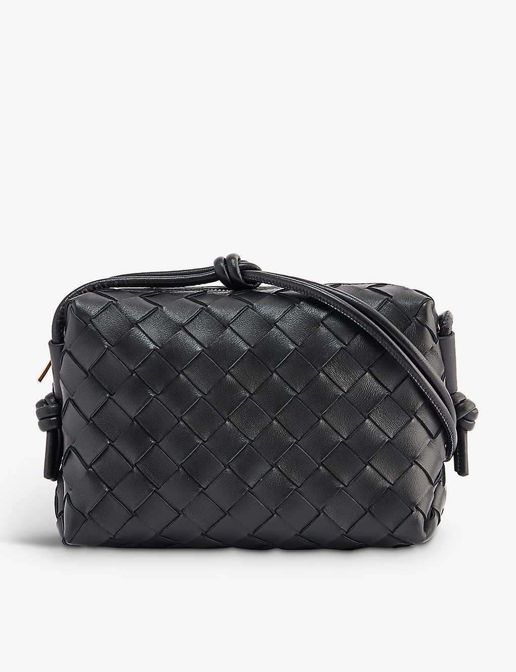 Bottega Veneta Womens Black Loop Mini Intrecciato Leather Cross-body Bag