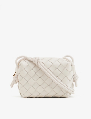 Bottega Veneta Womens White Candy Loop Micro Intrecciato Leather Cross-body Bag In White