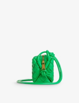 GREEN ‘CANDY LOOP’ INTRECCIATO NAPPA LEATHER CROSSBODY BAG