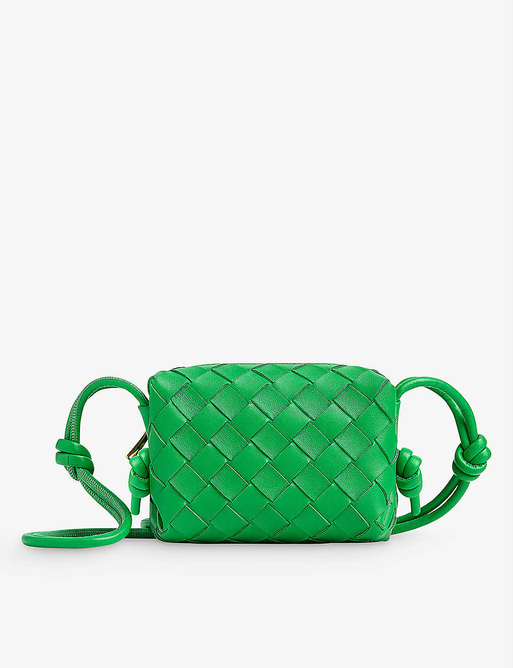 Bottega Veneta Loop Woven Leather Cross-body Bag In Green
