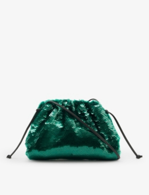 The Pouch mini sequined leather clutch