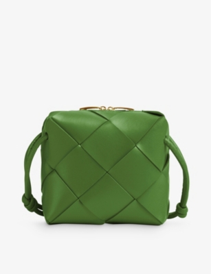 Bottega Veneta Womens Avocado Cassette Mini Intrecciato Leather Camera Bag  In Green