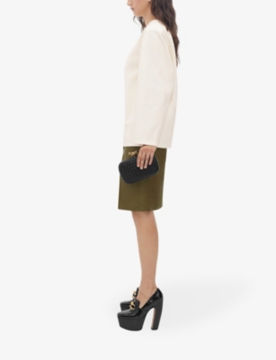 Knot intrecciato-woven leather clutch bag