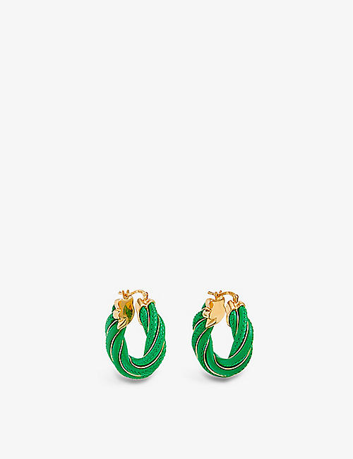 BOTTEGA VENETA: Braided 18ct yellow-gold plated sterling-silver and leather earrings