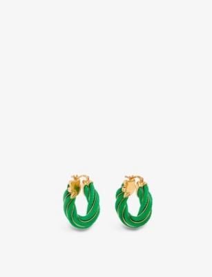 Bottega Veneta Women's Twist Triangle Hoop Earrings In Green