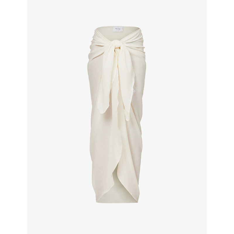 Lea The Label Women's Ivory Le Paréo Knot-tie Organic-cotton Sarong