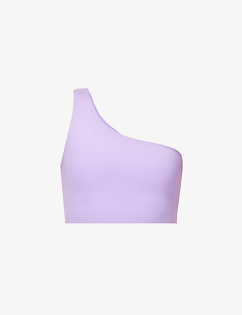 GIRLFRIEND COLLECTIVE: Bianca one-shoulder stretch-recycled polyester sports bra