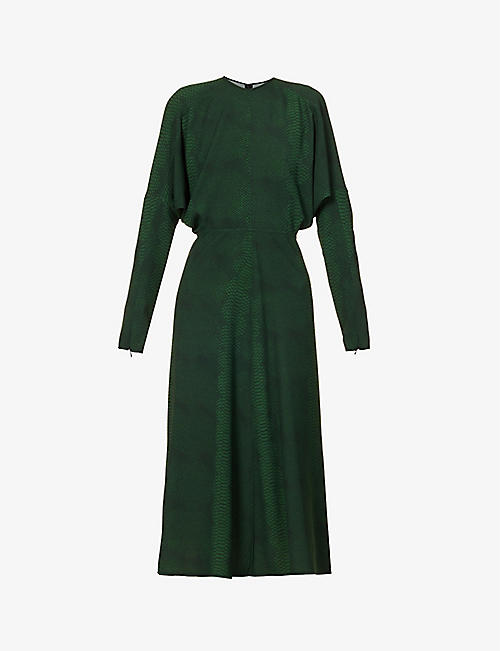 VICTORIA BECKHAM: Dolman-sleeved relaxed-fit crepe midi dress